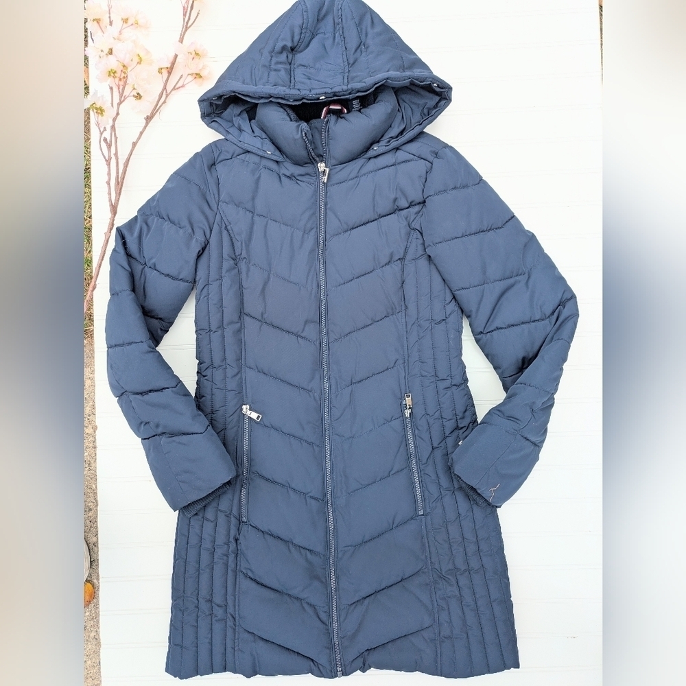 Tommy Hilfiger Navy Long Slim Fit Winter Jackey